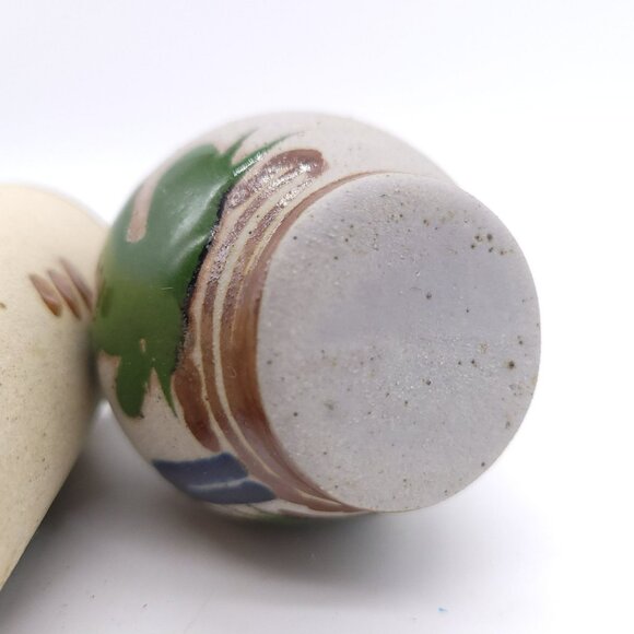 Mexican Tonala Pottery Vases 2 Hand-Painted Playa del Carmen Signed Vintage - Picture 10 of 14